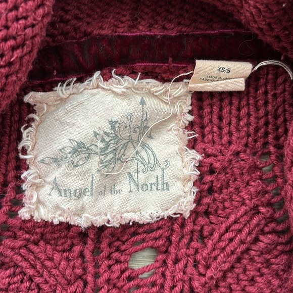 Angel of the North | Anthropologie Burgundy Knit Cardigan with Pockets - Picture 7 of 13
